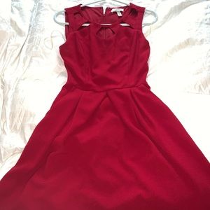 Raspberry red cut out dress fitted waist